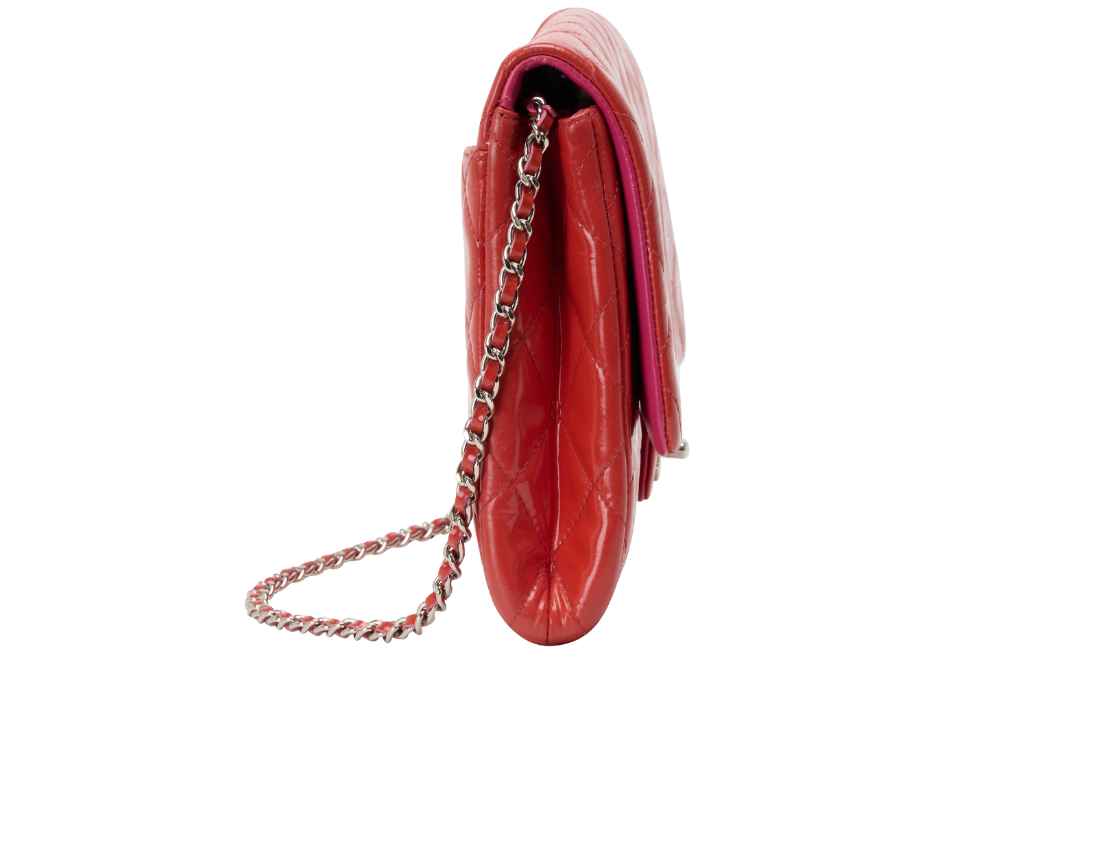 Jumbo Timeless Single Flap, &pound;1,700, Handbags, Red, Patent Leather, Side view